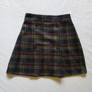 Plaid Double Breasted Mini Skirt